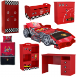 Set Formula 1 Car -7 piese (pat, lenjerie, noptiera, biblioteca, banca, birou, dulap)